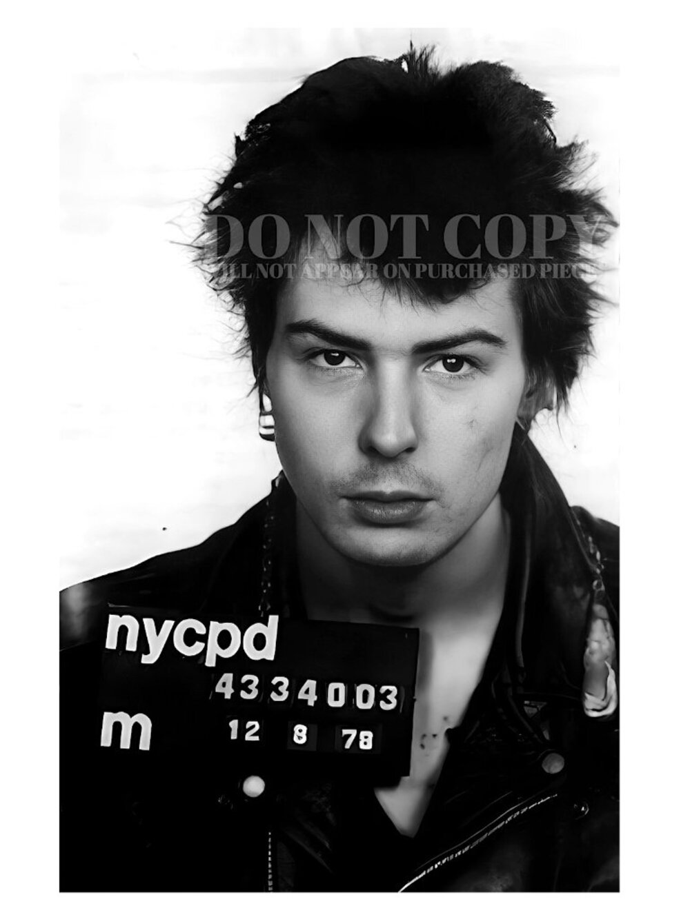 Sid Vicious Mugshot Photograph 11 X 17 | 1978 Picture | Sex Pistols | Poster Art
